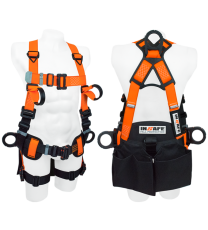 Arnés 5 Argollas En H Dieléctrico, 2 Argollas Frontales En Reata, Soporte Lumbar Y Porta Herramientas