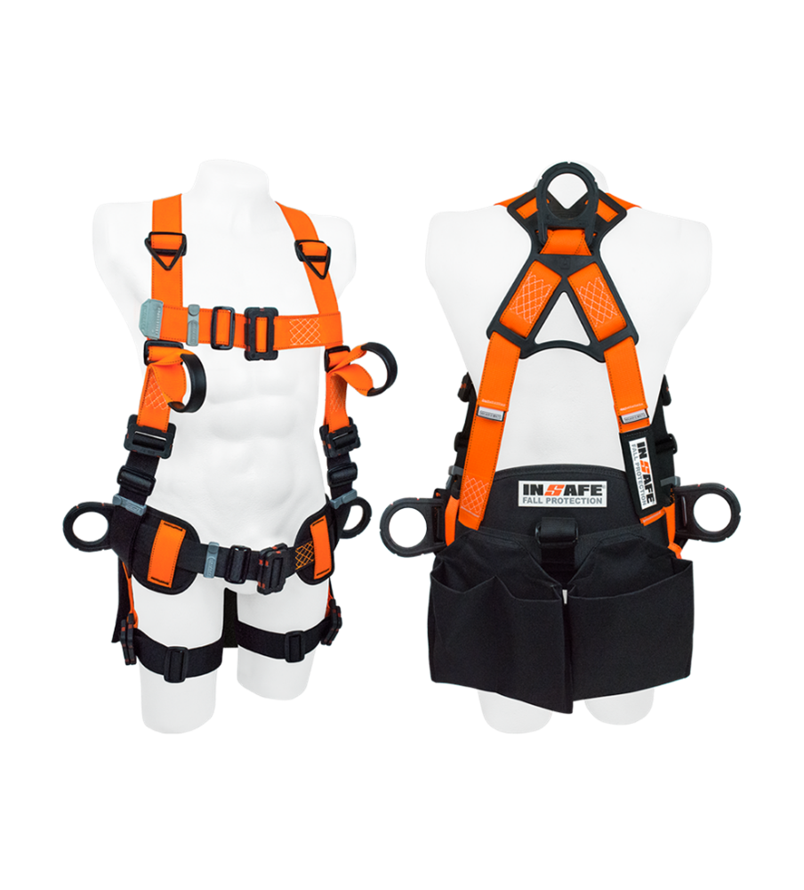 Arnés 5 Argollas En H Dieléctrico, 2 Argollas Frontales En Reata, Soporte Lumbar Y Porta Herramientas