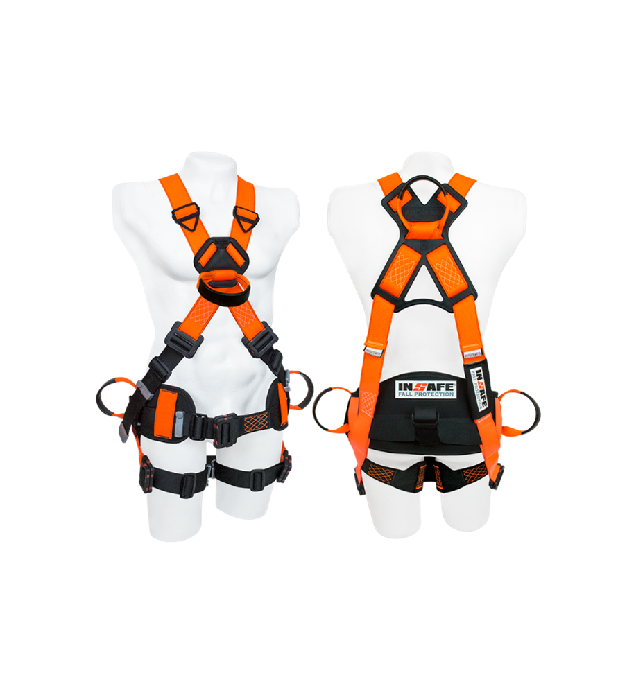 Arnés 4 Argollas Dieléctrico En Reata Con Soporte Lumbar Con Porta Herramientas