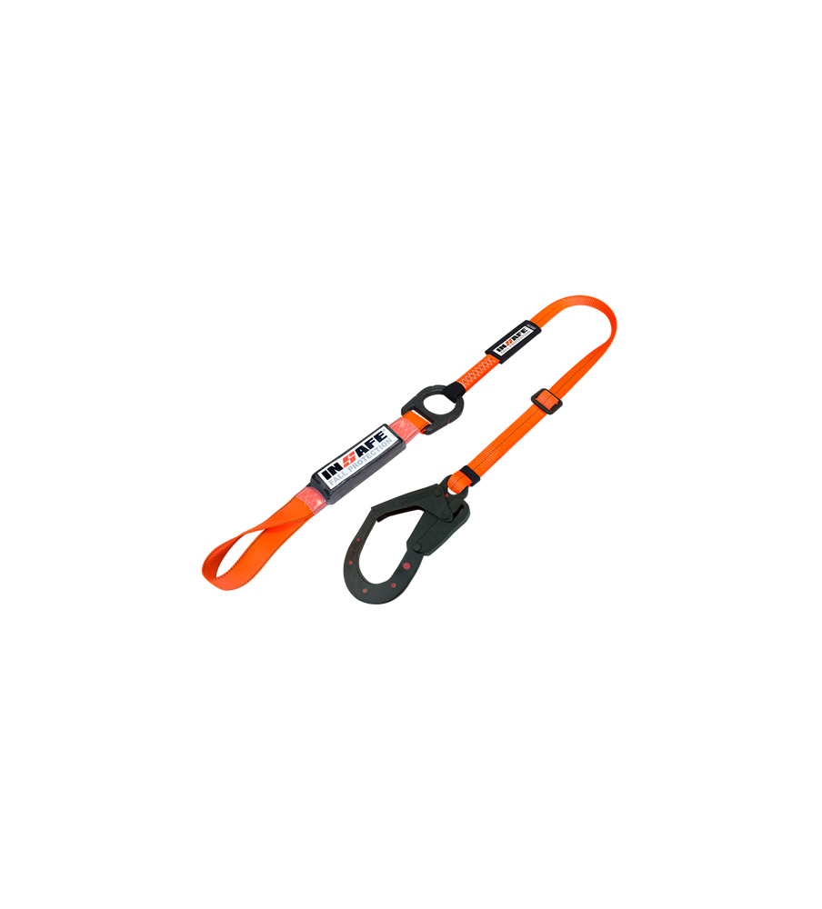 Eslinga Sencilla con Absorbedor Regulable, Gancho 2 ¼ Dieléctrico con Argolla en Reata