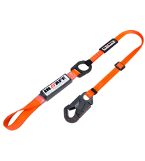 Eslinga Sencilla con Absorbedor Regulable y Gancho ¾ Dieléctrico con Argolla en Reata