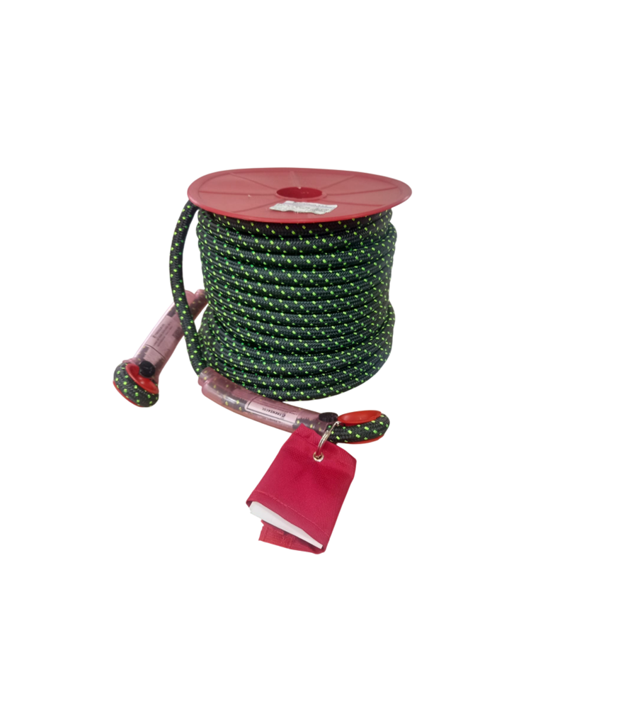 Línea de vida vertical portátil en POLIÉSTER con Lock (cosido en la punta y buje plástico)