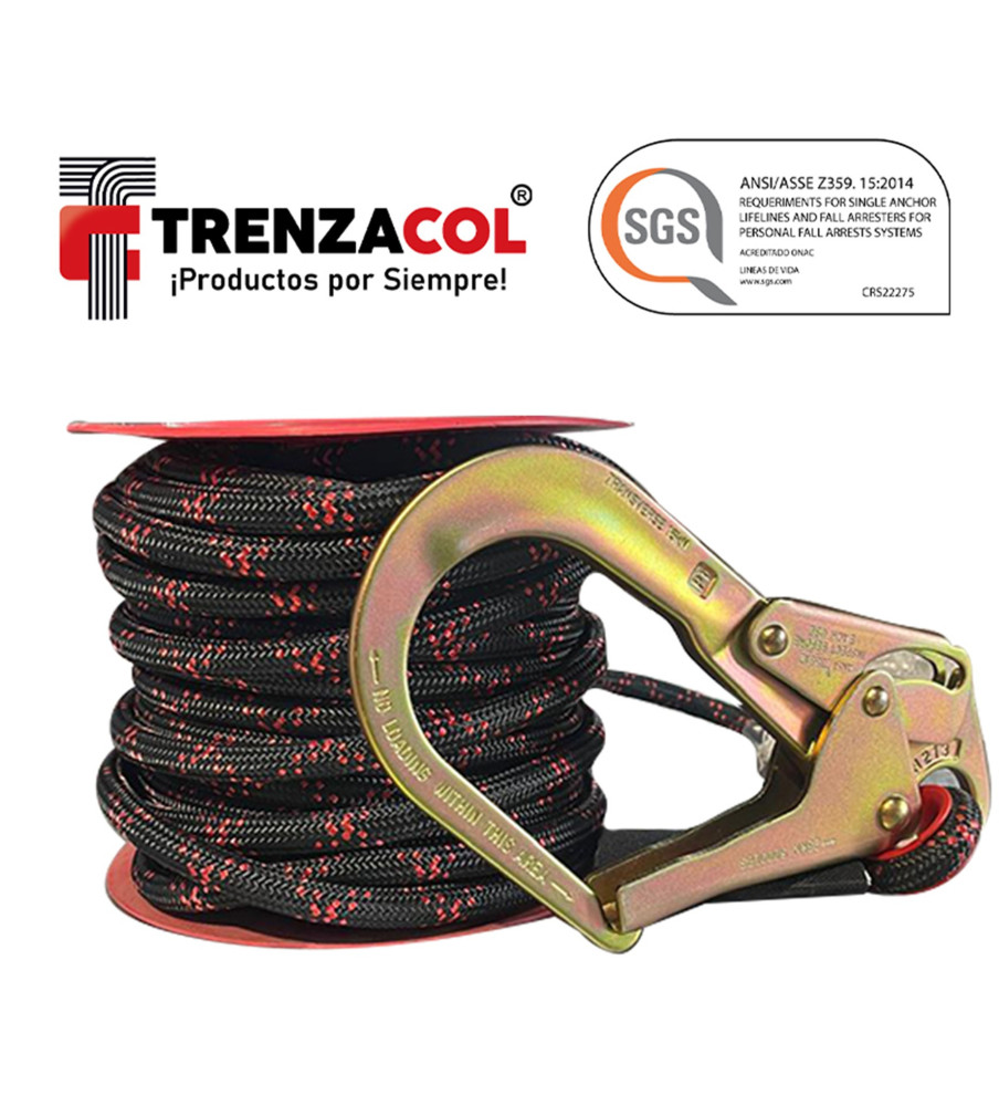 Línea de vida vertical portátil en POLIÉSTER con gancho